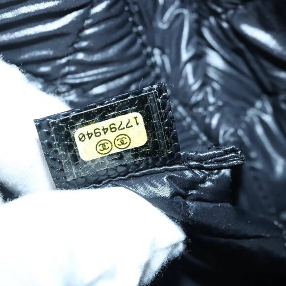 CHANEL Matelasse Hand Bag Grained Calf Skin Black CC Auth - Picture 9 of 16